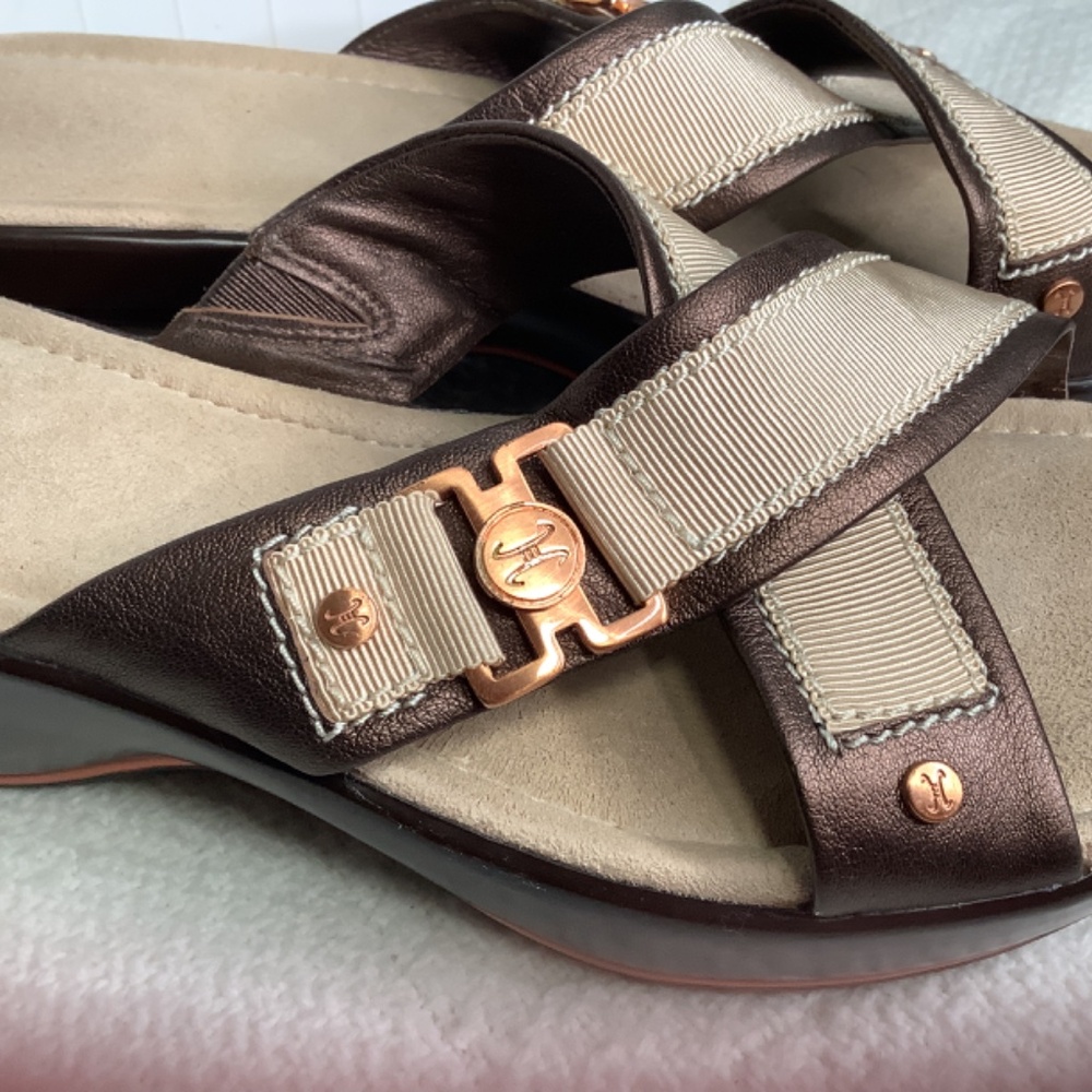 Cole Haan Nike air ladies cross‎ strap slides platform beige/copper - Picture 10 of 15